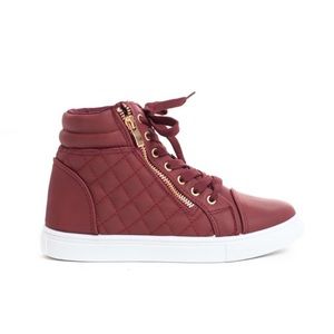 Leatherette quilted high top sneakers